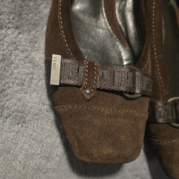 Fendi Women's Dark Brown Suede Loafers - Picture 6 of 8